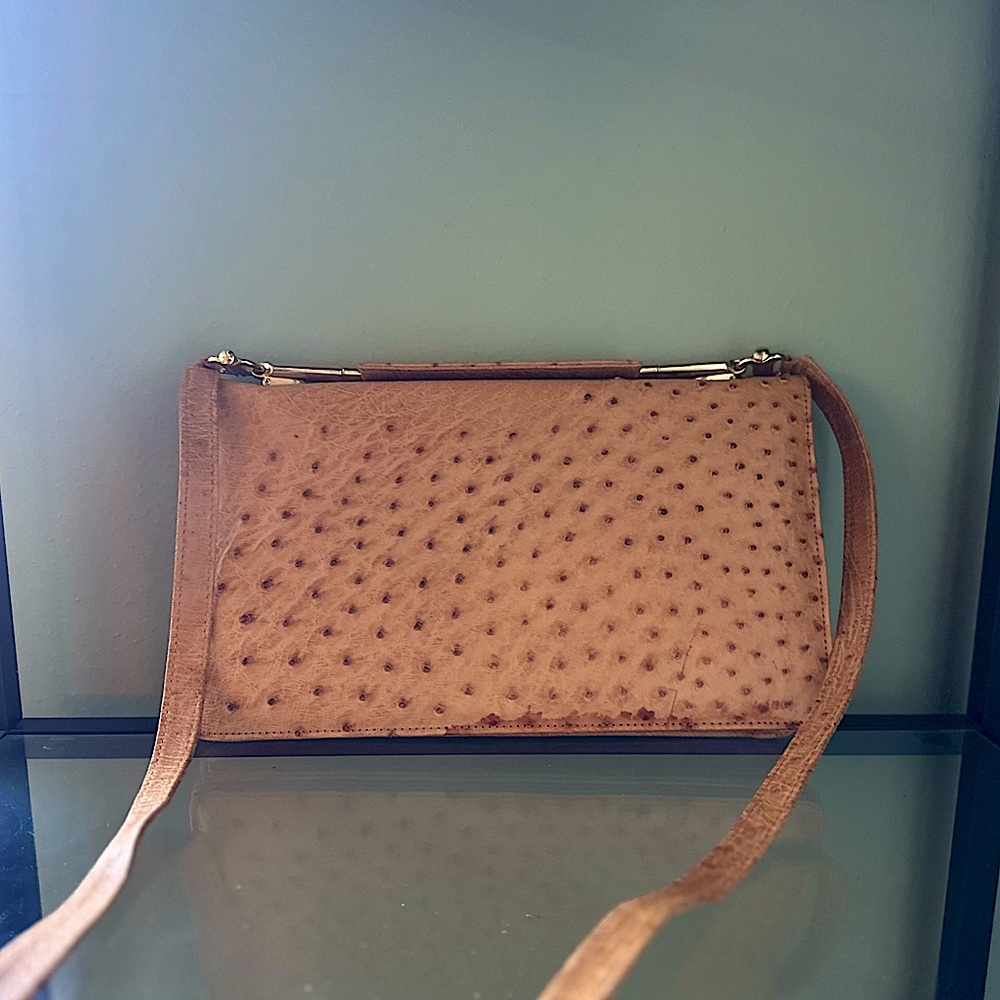 Beautiful Real Ostrich skin bag and wallet set